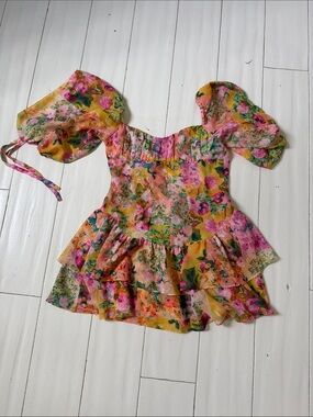 For Love and Lemons Yellow mini dress